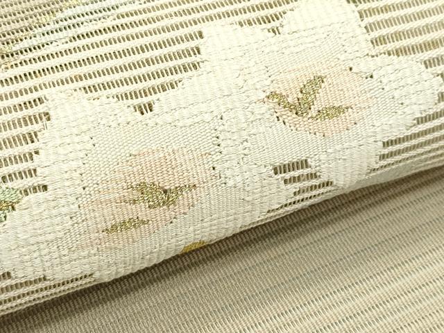 平和屋着物*夏物 八寸名古屋帯 絽綴れ 枝花文 金糸 正絹 逸品 未使用 CABI5222rv