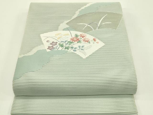 平和屋着物*夏物 八寸名古屋帯 絽綴れ 地紙草花文 金銀糸 正絹 逸品 CABI5224rv