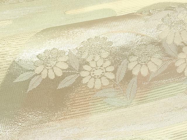 平和屋着物*夏物 六通柄袋帯 遠山草花文 銀糸 正絹 逸品 CABI5226rv