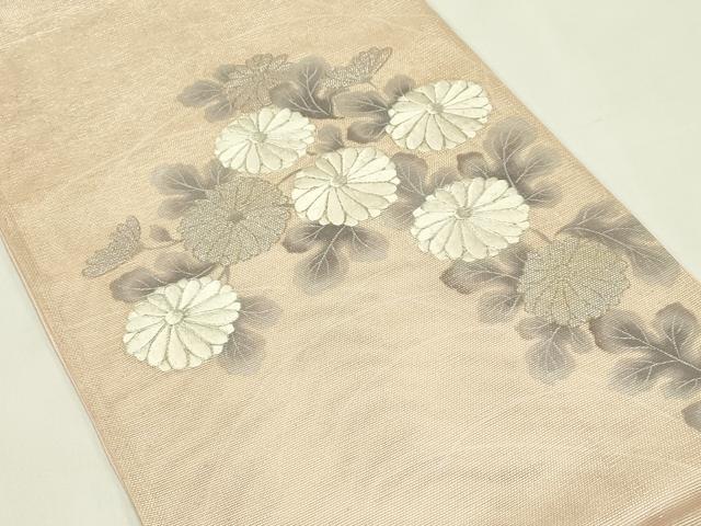 平和屋着物*夏物 太鼓柄袋帯 刺繍 菊 銀糸 正絹 逸品 CABI5229rv