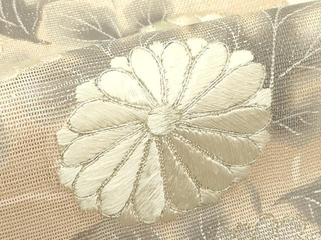 平和屋着物*夏物 太鼓柄袋帯 刺繍 菊 銀糸 正絹 逸品 CABI5229rv