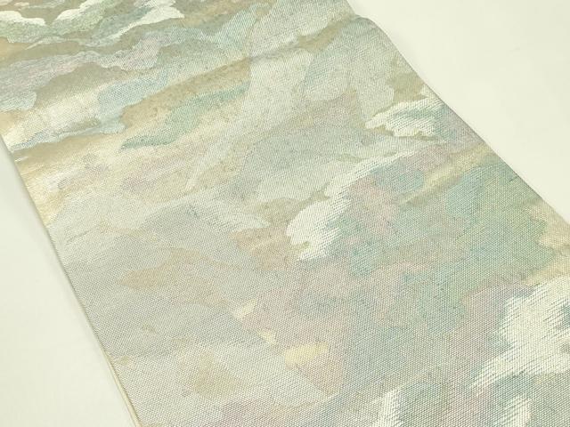 平和屋着物*夏物 六通柄袋帯 遠山文 銀糸 正絹 逸品 CABI5230rv