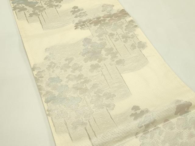 平和屋着物*夏物 六通柄袋帯 樹林文 銀糸 正絹 逸品 CABI5231rv