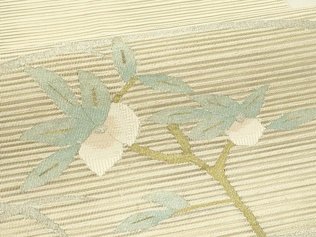 平和屋着物*夏物 八寸名古屋帯 絽綴れ 枝花文 金銀糸 正絹 逸品 CABI5245rv