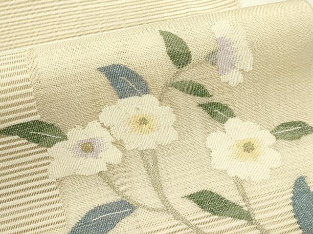 平和屋着物*夏物 八寸名古屋帯 絽綴れ 枝花文 金糸 正絹 逸品 CABI5250rv
