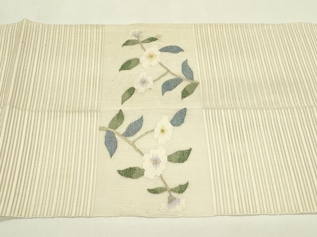 平和屋着物*夏物 八寸名古屋帯 絽綴れ 枝花文 金糸 正絹 逸品 CABI5250rv