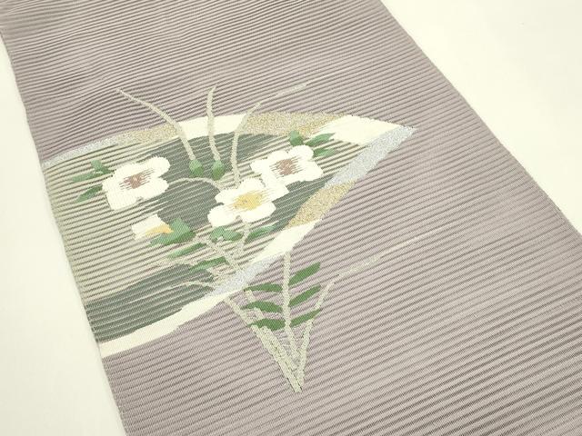 平和屋着物*夏物 八寸名古屋帯 絽綴れ 草花文 金銀糸 正絹 逸品 CABI5253rv