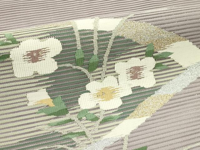 平和屋着物*夏物 八寸名古屋帯 絽綴れ 草花文 金銀糸 正絹 逸品 CABI5253rv