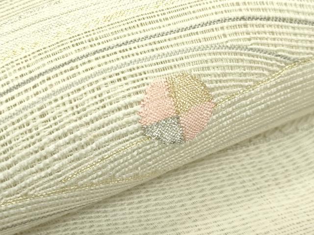 平和屋着物*夏物 八寸名古屋帯 すくい織 立波文 金銀糸 正絹 逸品 未使用 CABI5255rv