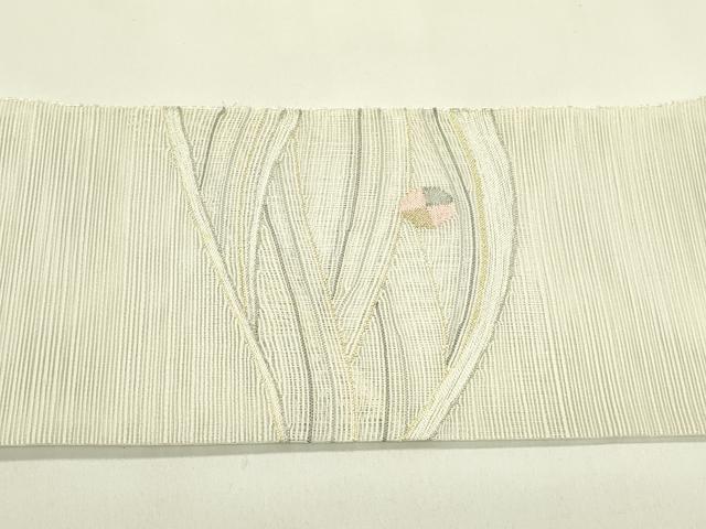 平和屋着物*夏物 八寸名古屋帯 すくい織 立波文 金銀糸 正絹 逸品 未使用 CABI5255rv