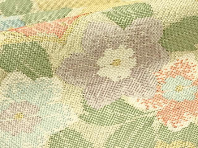 平和屋着物*夏物 六通柄袋帯 冊子立波草花文 金糸 正絹 逸品 未使用 CABI5258rv