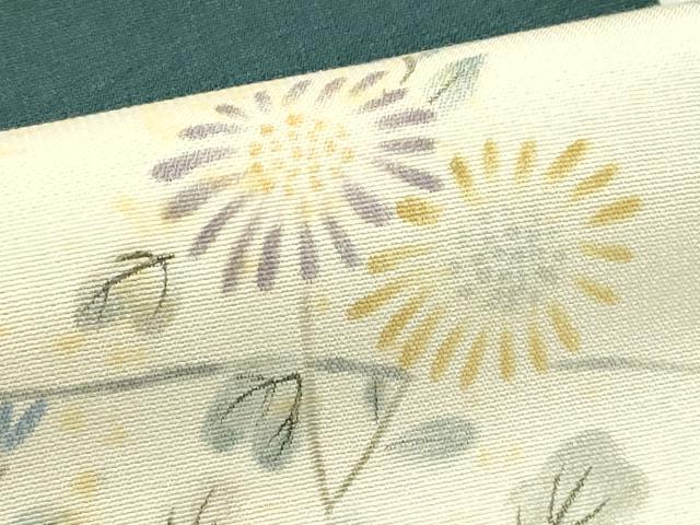 平和屋着物*夏物 九寸名古屋帯 手描き 菊 金彩 正絹 逸品 CABI5268rv