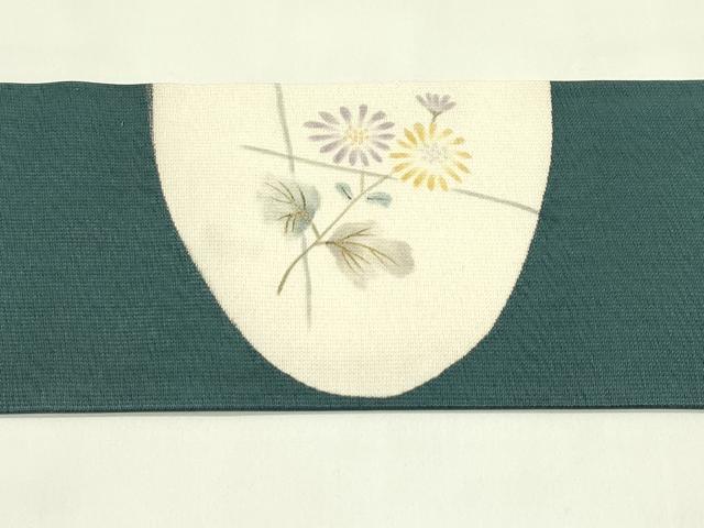 平和屋着物*夏物 九寸名古屋帯 手描き 菊 金彩 正絹 逸品 CABI5268rv