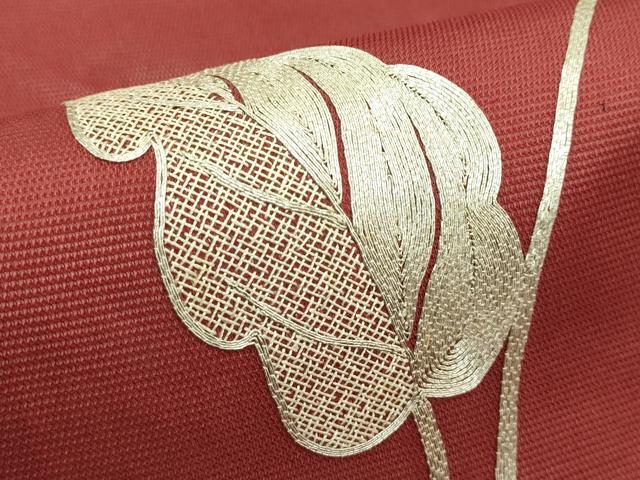 平和屋着物*夏物 九寸名古屋帯 総刺繍 駒刺繍 草花文 正絹 逸品 CABI5269rv