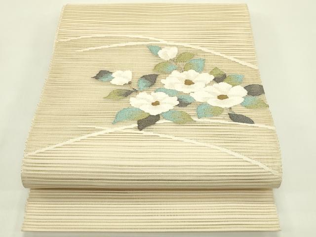平和屋着物*夏物 八寸名古屋帯 絽綴れ 草花文 金糸 正絹 逸品 CABI5272rv