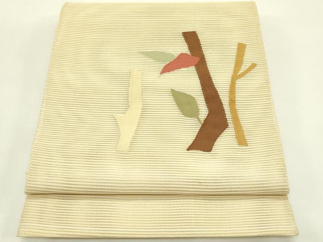 平和屋着物*夏物 八寸名古屋帯 絽綴れ 枝葉文 正絹 逸品 CABI5277rv