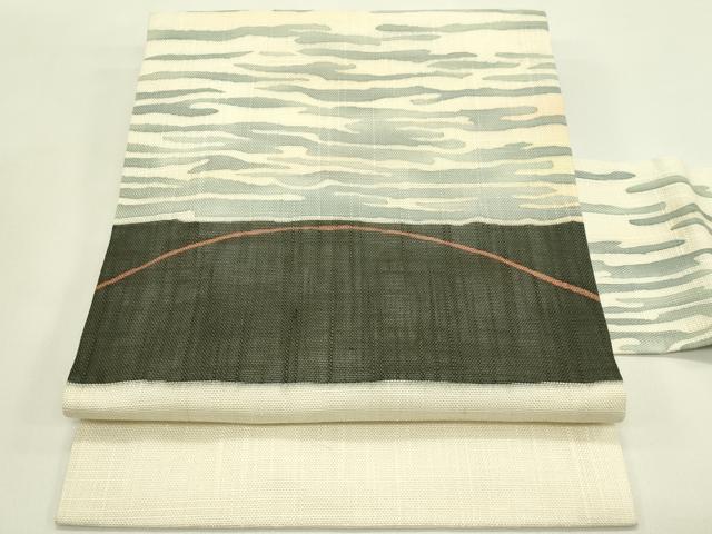 平和屋着物*夏物 九寸名古屋帯 霞文 正絹 逸品 CABI5283rv