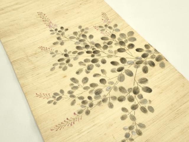 平和屋着物*夏物 九寸開き名古屋帯 手描き 萩 麻 逸品 CABI5297rv
