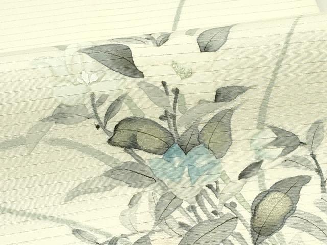 平和屋着物*夏物 絽塩瀬 九寸名古屋帯 手描き 草花文 金彩 正絹 逸品 CABI5303rv