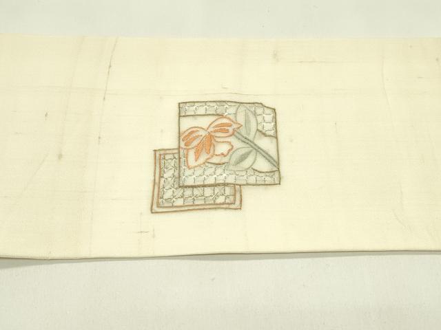 平和屋着物*夏物 九寸名古屋帯 総刺繍 中国三大刺繍 スワトウ刺繍 色紙重ね草花文 正絹 逸品 CABI5305rv