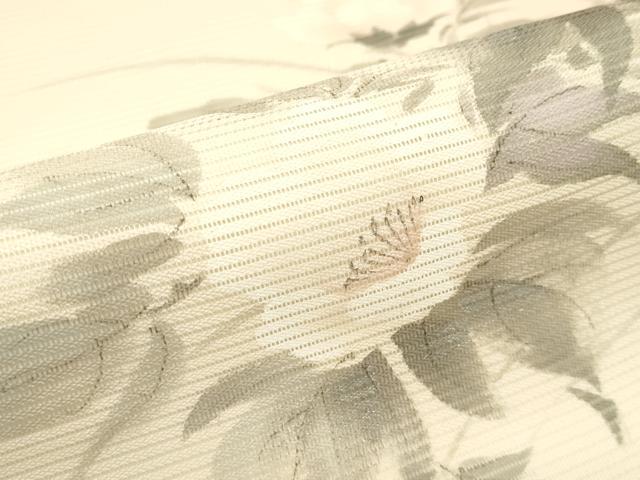 平和屋着物*夏物 九寸名古屋帯 作家物 手描き 刺繍 草花文 銀彩 正絹 逸品 CABI5306rv