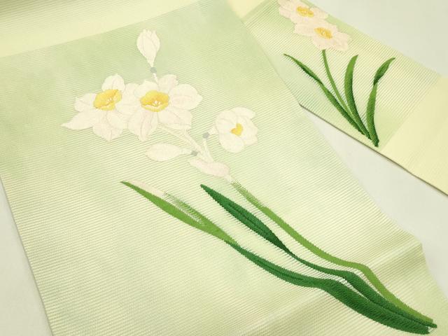 平和屋着物*夏物 九寸名古屋帯 草花文 正絹 逸品 CABI5308rv