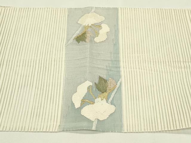 平和屋着物*夏物 八寸名古屋帯 絽綴れ 草花文 金銀糸 正絹 逸品 CABI5315rv