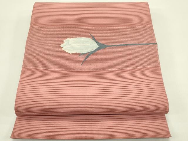 平和屋着物*夏物 八寸名古屋帯 絽綴れ 草花文 銀糸 正絹 逸品 CABI5319rv