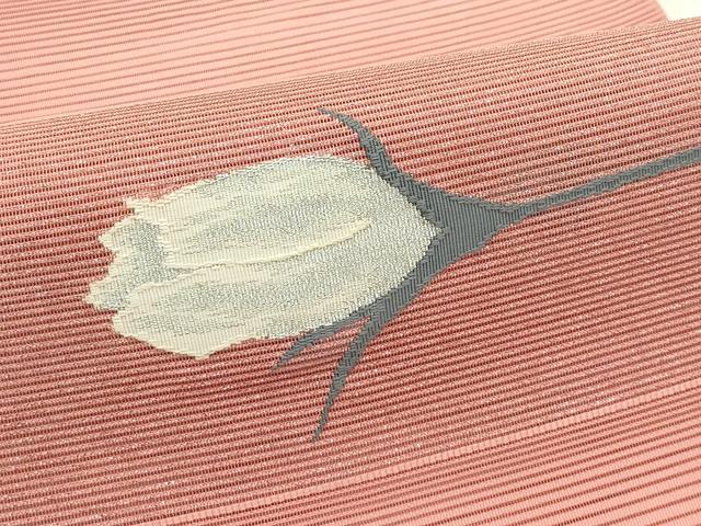 平和屋着物*夏物 八寸名古屋帯 絽綴れ 草花文 銀糸 正絹 逸品 CABI5319rv