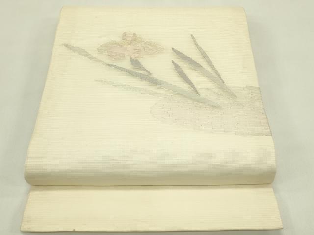 平和屋着物*夏物 西陣 九寸開き名古屋帯 すくい織 杜若 金銀糸 正絹 逸品 CABI5323rv