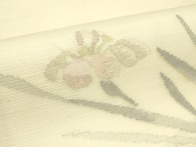 平和屋着物*夏物 西陣 九寸開き名古屋帯 すくい織 杜若 金銀糸 正絹 逸品 CABI5323rv