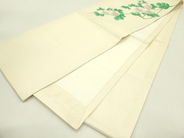平和屋着物*夏物 九寸開き名古屋帯 手描き 刺繍 菊 銀糸 正絹 逸品 CABI5324rv