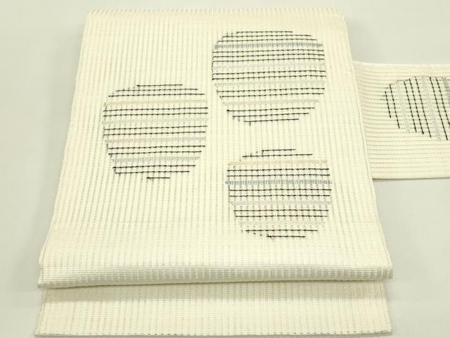 平和屋着物*夏物 八寸名古屋帯 横段丸文 銀糸 正絹 逸品 CABI5325rv