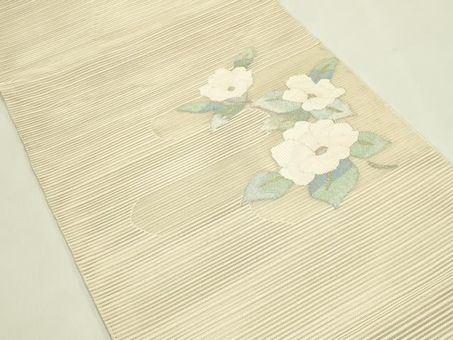平和屋着物*夏物 八寸名古屋帯 絽綴れ エ霞草花文 金銀糸 正絹 逸品 CABI5328rv
