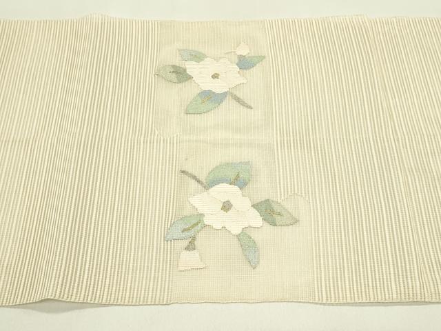 平和屋着物*夏物 八寸名古屋帯 絽綴れ エ霞草花文 金銀糸 正絹 逸品 CABI5328rv
