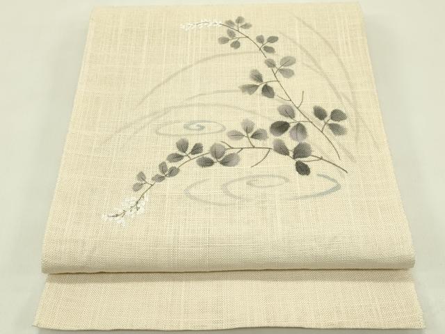 平和屋着物*夏物 八寸名古屋帯 手描き 草花文 CABI5332rv