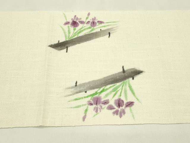 平和屋着物*夏物 八寸名古屋帯 作家物 手描き 杜若 CABI5333rv