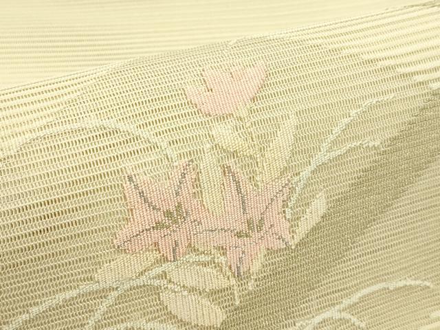 平和屋着物*夏物 八寸名古屋帯 絽綴れ 草花菱文 金銀糸 正絹 逸品 CABI5338rv