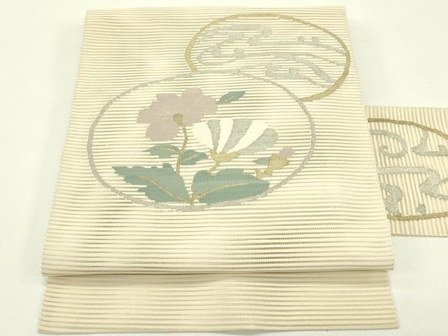 平和屋着物*夏物 八寸名古屋帯 絽綴れ 立波花丸文 金銀糸 正絹 逸品 CABI5339rv