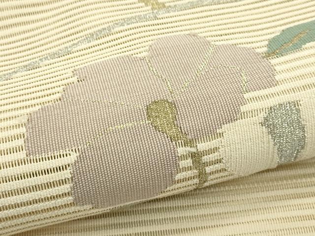 平和屋着物*夏物 八寸名古屋帯 絽綴れ 立波花丸文 金銀糸 正絹 逸品 CABI5339rv