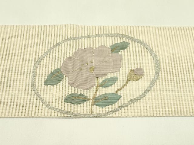 平和屋着物*夏物 八寸名古屋帯 絽綴れ 立波花丸文 金銀糸 正絹 逸品 CABI5339rv
