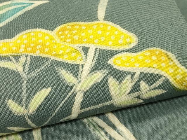 平和屋着物*夏物 九寸名古屋帯 作家物 ろうけつ染め 秋草文 麻 逸品 CABI5344rv
