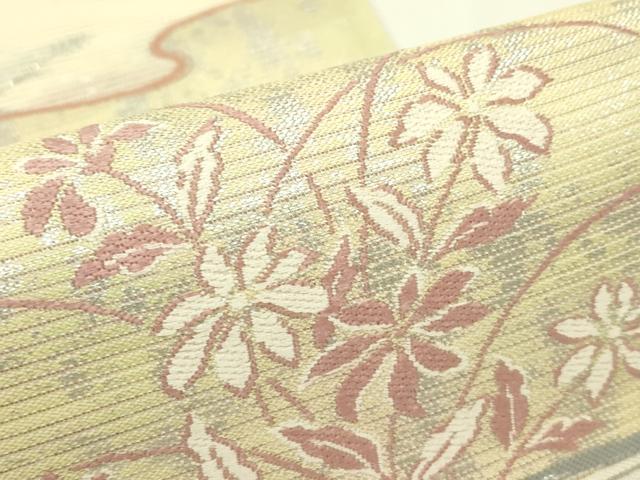 平和屋着物*夏物 六通柄袋帯 草花文 銀糸 正絹 逸品 CABI5346rv