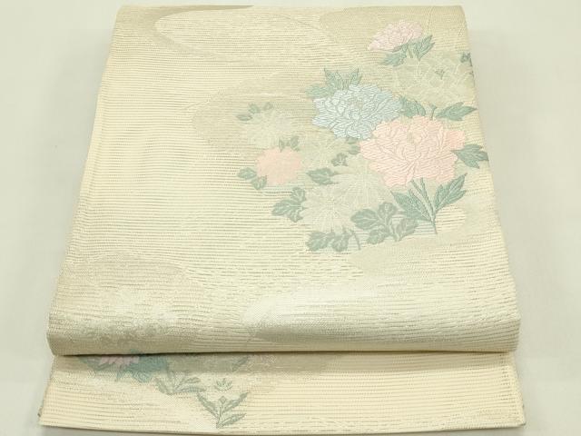 平和屋着物*夏物 六通柄袋帯 唐織 草花文 銀糸 正絹 逸品 未使用 CABI5352rv