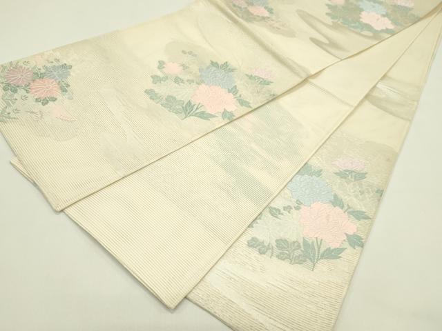 平和屋着物*夏物 六通柄袋帯 唐織 草花文 銀糸 正絹 逸品 未使用 CABI5352rv