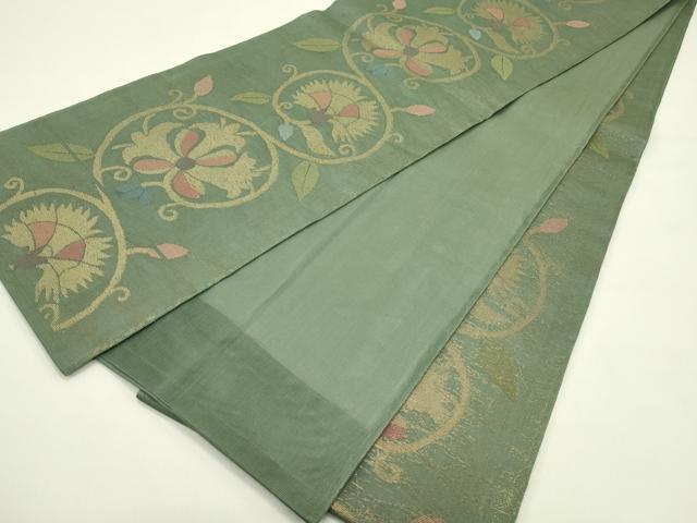 平和屋着物*夏物 全通柄袋帯 花唐草文 金糸 正絹 逸品 CABI5353rv