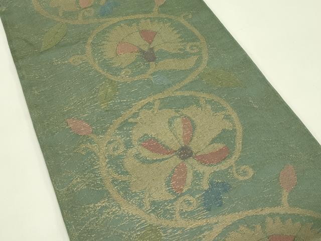 平和屋着物*夏物 全通柄袋帯 花唐草文 金糸 正絹 逸品 CABI5353rv