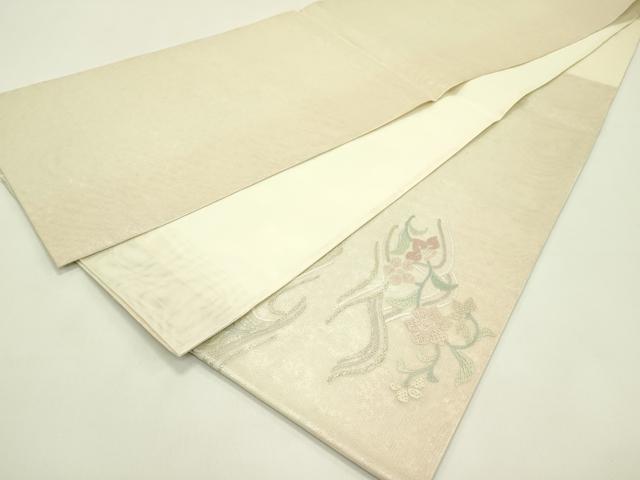 平和屋着物*夏物 太鼓柄袋帯 総刺繍 絽刺し 区限刺繍 草花文 金糸 正絹 逸品 CABI5360rv