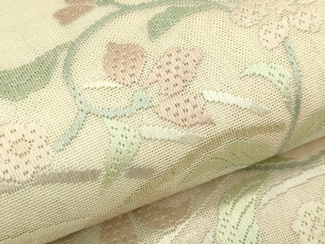 平和屋着物*夏物 太鼓柄袋帯 総刺繍 絽刺し 区限刺繍 草花文 金糸 正絹 逸品 CABI5360rv
