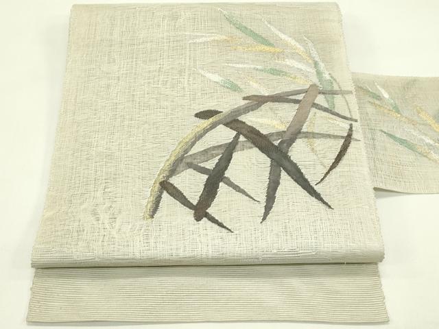 平和屋着物*夏物 八寸名古屋帯 すくい織 籬草木文 金銀糸 正絹 逸品 CABI5362rv